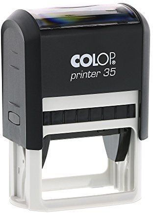 stempel-fabrik – Colop Printer 35 Stempel mit Wunschtext personalisieren – selbstfärbender Stempel als Namensstempel, Adressstempel & Firmenstempel zu verwenden (50x30 mm | 6 Zeilen | Schwarz)