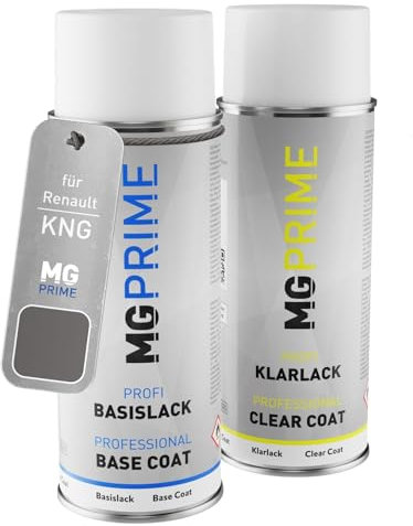 MG PRIME Peinture voiture Bombes aérosols pour Renault KNG Gris Cassiopee Nacre Metallic/Oyster Grey Pearl Metallic Peinture de base vernis clair aérosol 400ml
