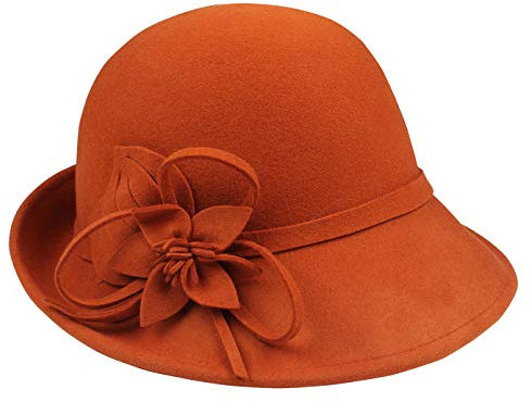 FEOYA Damen Filzhut mit Schmaler Krempe Melonen Hut Elegante Bowler Hut