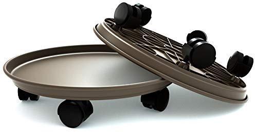 Coadura Lot de 2 Soucoupe Pot Fleur Roulettes - Support à Roulettes Pour Pot De Fleurs Rond pour Pot de Fleurs Rond (marron, 39,3 cm,Lot de 2)