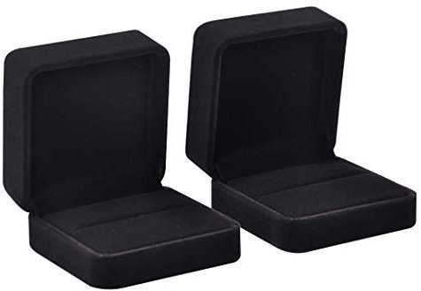 iSuperb Samt Schmuckkästen für Ringe Ohrringe Ohrstecker Geschenkbox Hochzeit Verlobungs Double Rings Gift Box (Dunkelgrau)