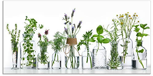 ARTland Spritzschutz Küchenrückwand aus Alu für Küche Herd Spüle 120x60 cm (BxH) mit Motiv Pflanzen Kräuter Gewürze Lavendel Basilikum Blumen H9KE