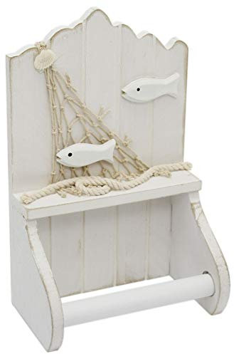 Carousel Home and Gifts White Wooden Shabby Chic Nautical Bathroom Toilet Loo Roll Holder