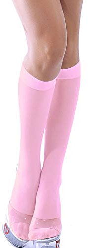 PrettyLoveHose Chaussettes Mi Bas Costume Ecoliere (Noir, Blanc, Rouge, Rose, Jaune, Orange, Violet,Beige) (Rose Pale)