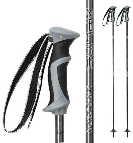 Zipline Lollipop 14.0 Graphite Carbon Composite Skistöcke - Leichter ergonomischer Griff, Vibrationsdämpfung, Groomer und Freestyle Wahl der olympischen Skifahrer (Gray Carbon, 117 cm)