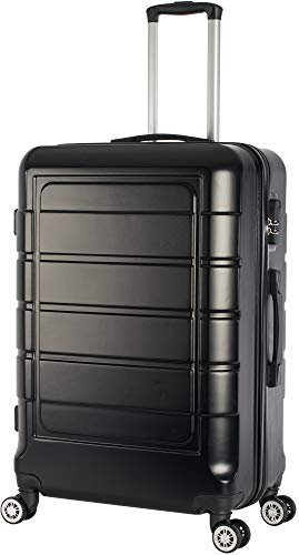 Cahoon - Hartschalen-Koffer Trolley Handgepäck Reisekoffer Kofferset 4 Rollen M-L-XL-Set 201 (schwarz, Großer Koffer)