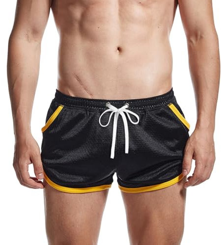 AIMPACT Sport Shorts Herren 3 Inch Mesh Bodybuilding Shorts Atmungsaktiv Turnhose Herren Kurz Training Fitness Sporthose mit Tasch (Schwarz-XL)