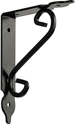 Gedotec Console ornementale en métal pour charges lourdes | SMITHY | Support d'étagère Charge maximale 15 kg | Acier forgé noir vieilli | Équerre d'étagère style maison