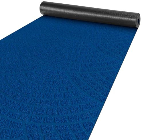 ANRO Teppich Läufer Küchenläufer Küchenteppich Läufer Flur Teppich Velours rutschfest waschbar für Flur, Schlafzimmer, Wohnzimmer, Küche Davis Blau 50 x 100cm