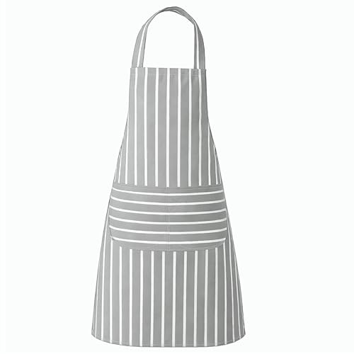 Kochschürze, grau, Koch- und Backschürze für Männer und Frauen, Doppeltaschen, Küchenschürzen, Grill- und Catering-Lätzchen, Kochschürze