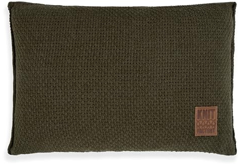 KNIT FACTORY - Jesse Rechteckiges Zierkissen - Grün - 60x40 cm | Sofakissen mit Füllung und Bezug - Couchkissen - Zierkissen - Gestrickter Dekokissen - Zeitloses Design