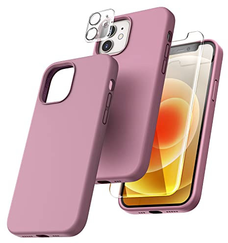 TOCOL für iPhone 12 Hülle Silikon, Stoßfest Anti-Rutsch Anti-Fingerabdruck Kratzfest Handyhülle für iPhone 12 Case, Flieder Lila