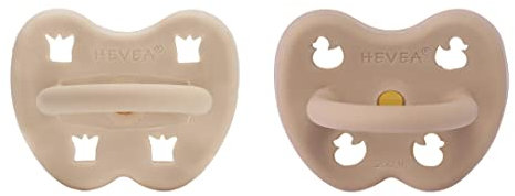 HEVEA Naturkautschuk Schnuller Kiefergerechte Form, 3-36 Monate - hygienisches einteiliges Design für Neugeborene bis Kleinkinder, BPA-frei, weich & langlebig - 2Pack (Sandy Nude & Tan Beige)