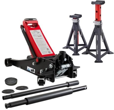 Arebos 3T Martinetto idraulico di manovra piatto | Martinetto 2X | Capacità di carico 3 tonnellate | 3 supporti | Martinetto per officina e hobby | Cavalletto per auto