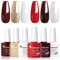VENALISA Nude Gel Nail Polish Set 6 colors gold glitter white sliver dark red burgundy All Season Soak off Nail Lamp 7.5ml for Starter Manicure Nail Art Salon