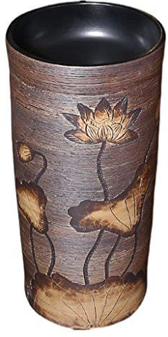 ARZARF Sockel Schiff Waschbecken Standwaschbecken Braun Lotus Standwaschbecken Badezimmer Einteiliges Standwaschbecken mit Wasserhahn Waschbecken Freistehend