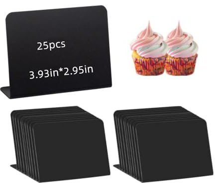 25 Klein Mini Kreidetafeln zum Beschriften Preisschilder Aufsteller für Bäckerei, Namensschild für Hochzeit, Tischkarte 7.5 x 10cm (L Form)