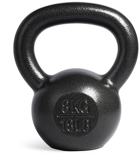 unycos - Kettlebell 8 kg - Kugelhantel aus Gusseisen mit Strapazierfähiger Beschichtung - Breiter und Weicher Griff - für Krafttraining, Muskelaufbau, Bodybuilding und Fitness - Home Gym