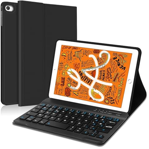 JADEMALL Coque avec Clavier AZERTY Français pour iPad Mini 5/4/3/2/1, Magnétique Détachable Bluetooth, 7.9, Noir