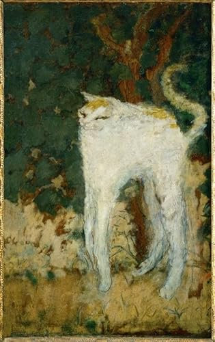 ZIMARO Leinwanddruck Und Poster Wandkunst Bild Reproduktion Die weiße Katze von Pierre Bonnard für Wohnkultur 60x90cm