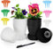 Happybase Lot de 16 pots de fleurs en plastique de 14 cm avec soucoupes, petits pots de fleurs pour plantes d'intérieur et d'extérieur (noir + blanc)