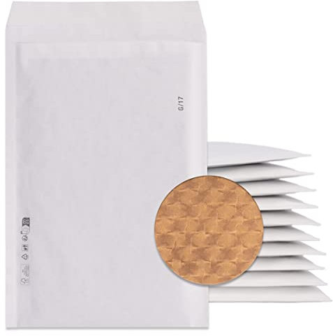 verpacking Papierpolsterversandtaschen 250 x 350 mm Weiß Versandtaschen mit Papierpolster - DIE UMWELTFREUNDLICH ALTERNATIVE ZUR LUFTPOLSTERTASCHE (100 Stück)