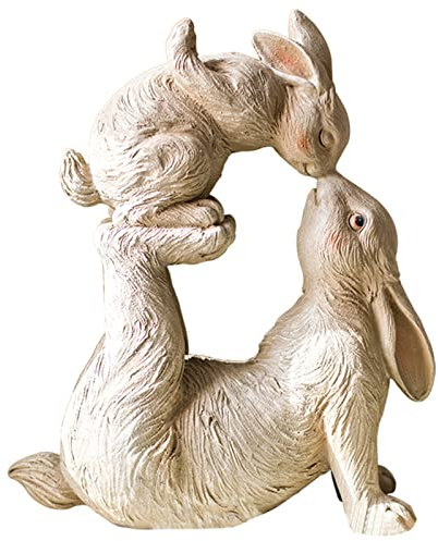 PUPAYA Hase Gartenfigur, Realistische Küssendes Kaninchen, Garten Skulptur Tier Kunstwerke Dekorative Rasenflächen, Innenhöfe, Terrassen, Teiche, Geschenke Zum Muttertag