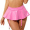 inlzdz Mini Jupe avec Porte-Jarretelles Femme Effet Mouillé Cuir Verni Jarretière Bas Jupe Micro A-Line avec Clips à Boucle Costume Disco Bal Pole Danse Clubwear S-4XL A Rose S