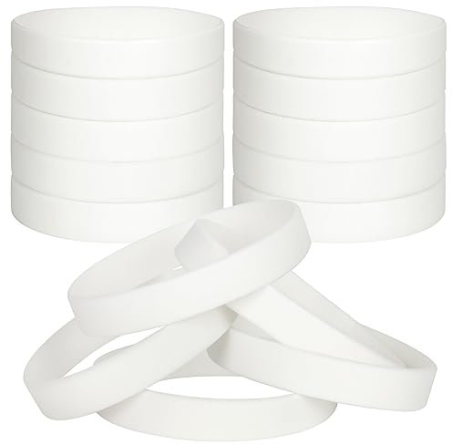 LVNRIDS 50 pièces Bracelets en silicone pour enfants, Bracelet élastique en caoutchouc de fête de sport pour l'école Blanc
