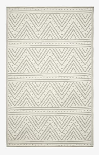 FAB HAB Aztec Outdoor Teppich - Wetterfest, Farbecht, Wendbar - Recycelter Premium-Kunststoff - Terrasse, Balkon, Garten - Kunststoffteppich - Patan - Beige - 150 cm x 240 cm