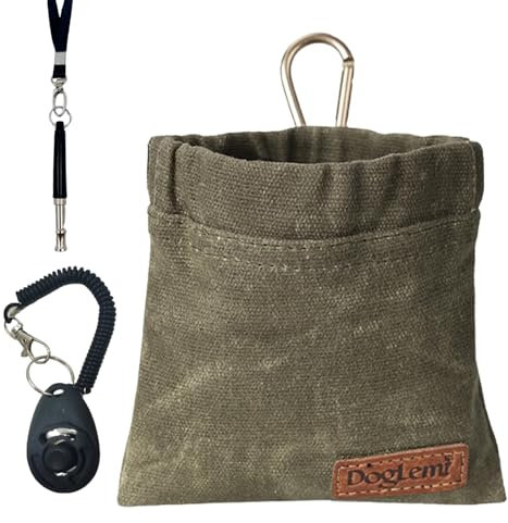 Duuclume Kit de entrenamiento para perros, bolsa de golosinas para cachorros con clicker para perros y silbato silencioso con cordón, bolsa de entrenamiento manos libres para perros, incluye