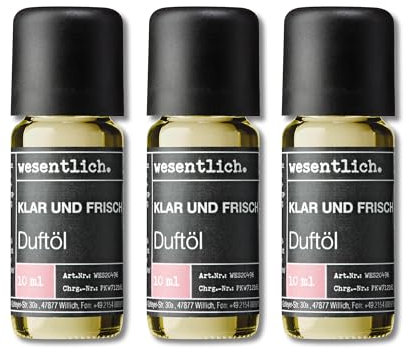 wesentlich. Duftöl Set - harmonische Duftkompositionen für Duftlampe, Diffuser und Kerzen – 3er Set Klar und Frisch