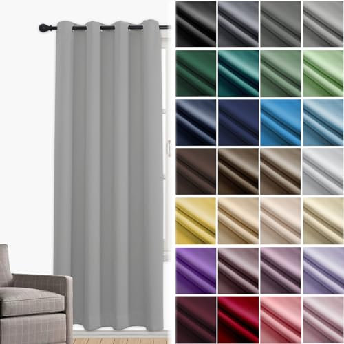 JRUI VerdunklungsvorhäNge 1er Set Thermovorhang KäLteschut mit öSen VorhäNge Wohnzimmer Gardine Blickdicht Schallschutz Vorhang für Schlafzimmer Wonhzimmer Büro 120 x 200cm (HXB) Grau