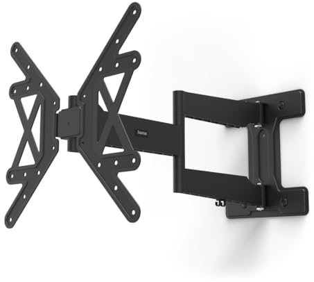 Hama TV Wandhalterung schwenkbar, neigbar, extra Langer Arm (TV Wandhalterung 32-65 Zoll, VESA 100x100 bis VESA 400x400, bis 50kg, Ultra Slim, ausziehbare Halterung, mit Fischer-Dübeln) schwarz