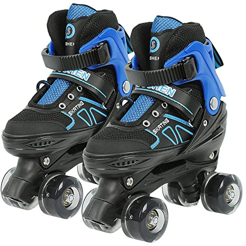 Inline Skates |Inliner für Kinder & Erwachsene | Inline Skates mit großen Rädern 76 mm | Kids-Inliner verstellbare Inline-Skates für Erwachsene und Jugendliche, sichere Outdoor-Rollschuhe für Damen Herren Mädchen Jungen Inline Skates Kinder Vestellbare Inliner mit beleuchteten PU Rädern Rollschuhe Geschenk für Kinder Teenager,Jungen Mädchen Anfänger Damen Herren
