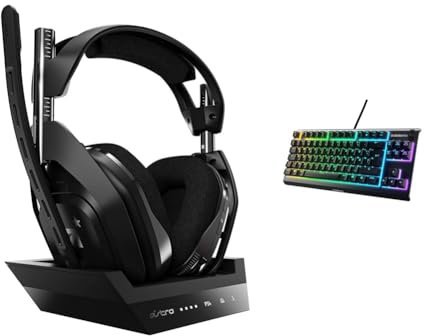 ASTRO Gaming A50 Wireless Headset + Gaming-Ladestation, 4. Generation, Dolby & SteelSeries Apex 3 TKL - RGB Gaming-Tastatur - Kompakter Tenkeyless-Formfaktor