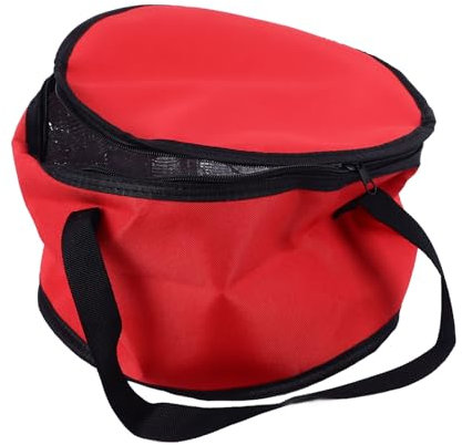 Insulated Cooler Bag Round Thermal Casserole Carrier Reusable Picnic Bag Collapsible Soft Grocery Food Delivery Bag for Travel and Lunch (Red)