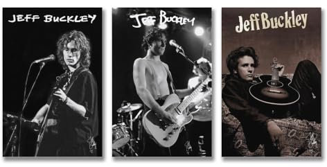 Ockxin Ein Set von 3 Jeff Buckley Postern, Sänger-Musik, Vintage-Cover-Poster, Wandkunst, Leinwandposter, Raumdekor-Poster, 20 x 30 cm, 3 Stück Stil