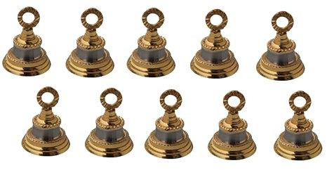 HANDTECHINDIA 5,1 cm Höhe, gold-Silber, indische Messingglocken für Zuhause, Türdekoration, Basteln, Glockenspiel, Weihnachtsdekoration, Kuh-Haustierglocken, Weihnachts-Bastelglocken für Dekorationen
