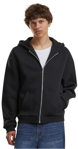 Build your Brand By285-fluffy Zip Hoody Felpa con Cappuccio, Nero, L Uomo
