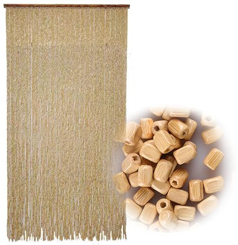 Perlenvorhang for Türen Raumteiler Hängender 80x200cm 90x200cm Bambusvorhang Holz Perlen Fadenvorhang Handgefertigte Hängende Perlen-Türjalousien(Primary Color,80x200cm/31x79in)