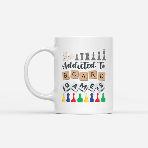 DV DESIGN 1 x Addicted to Board Games Mug - Puzzle Game Grandma Grandad Fan Hobby Men Women Gift Drinks Cup #82320