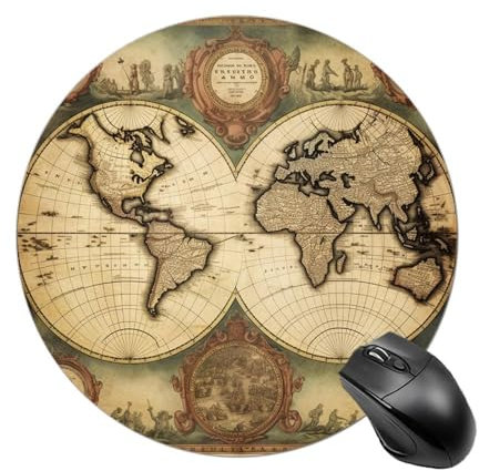 Tapis de souris de jeu vintage avec base en caoutchouc antidérapant, rond, bords cousus, tapis de souris personnalisé pour bureau de 20 cm