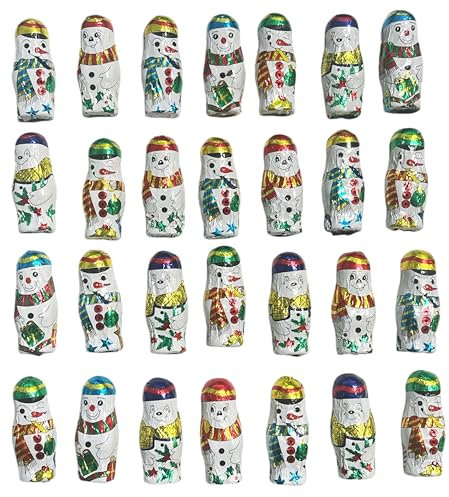 Weihnachtsdeko Sparpack, 30 Schneemänner aus Schokolade einzeln verpackt, 210g CAPTAIN PLAY Nikolaus Schokolade zum Verzieren und Dekorieren