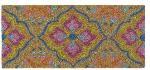 MY MAT Printed Coir Doormat, Perfect for Indoor and Outdoor Use, Large Welcome Mat for Front Door, Entryway and Patio (Bright Tile)