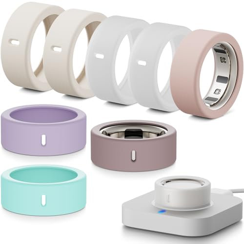 Hexasider [8 Stück] Smart Ring Protector für Oura Ring Gen 4/4 Ceramic/Gen 3/Ultrahuman Ring, Anti-Sturz Elastische Silikon Cover Schutzhülle Zubehör für Oura Ring (S für 4/5/6/7)