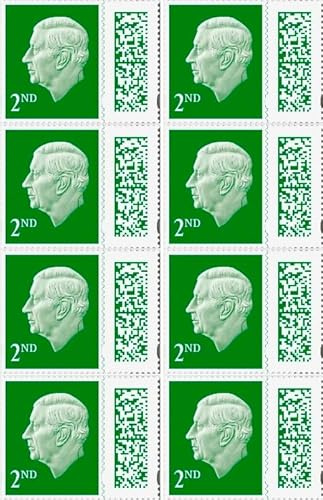 2nd Class Stamps UK (8 Pack) Book | QR Barcoded Self Adhesive | Postage Stamps for Standard Mail | Book of Stamps | Stamps Online | UK Letter Postage Stamps
