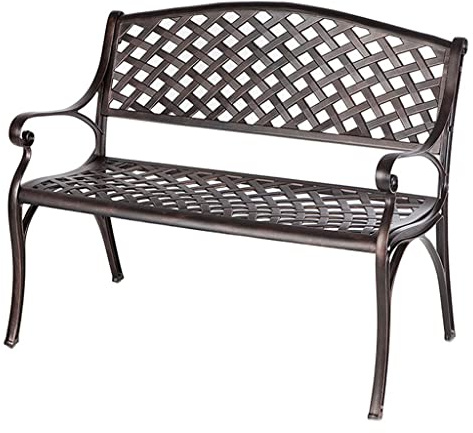 Verandastühle Gartenbank, Nordische Retro-Gartenbank Für Den Außenbereich, Doppelsofastuhl Aus Aluminiumguss, Geeignet Für Park, Innenhof, Rasen, Balkon, Außen,A-One Size