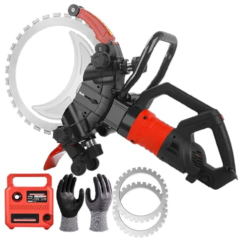 Sushangmao Sierra Toroidal para Hormigón De 16 Pulgadas, Motor De Cobre Puro De 8980 W Y 3000 RPM | Profundidad De Corte De 11.4 Pulgadas, Sierra Cortadora Ring Power con 2 Hojas Y Guante