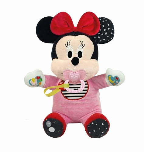 Clementoni Disney Baby Meine erste Minnie - Weiche sprechende Puppe mit Schnuller, Zubehör & App - Elektronische Baby Minnie zum Spielen, Füttern & Schlafen - Ab 12 Monaten - 17970